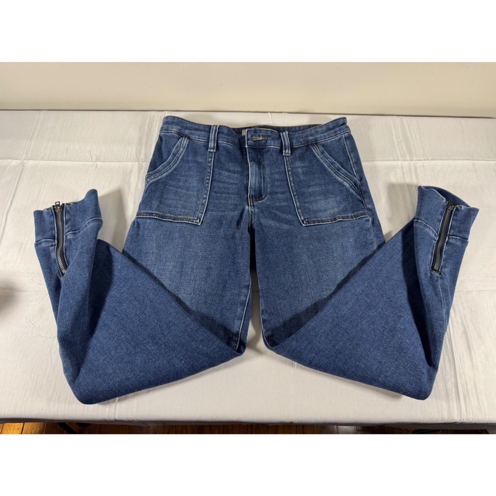 KUT from the Kloth Women Blue Denim Utility Jogger Pants Zipper Ankle Size 8
